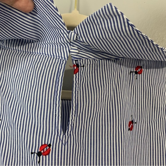 Talbots blue and‎ white striped popover ladybug tunic blouse. Size L - Picture 9 of 9